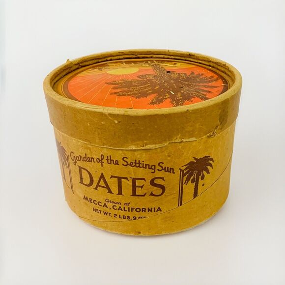 Vtg GARDEN OF THE SETTING SUN DATES Container Advertising Box Mecca CA Palm Tree - Picture 4 of 9